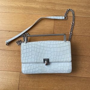 Botkier Lennox Small Cross Body Bag White Faux Croc Leather Embossed Purse
